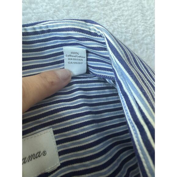 Tommy Bahama Men Size 15 1/2 34-35 Striped Button Down Cotton Shirt Nautical - Picture 6 of 9